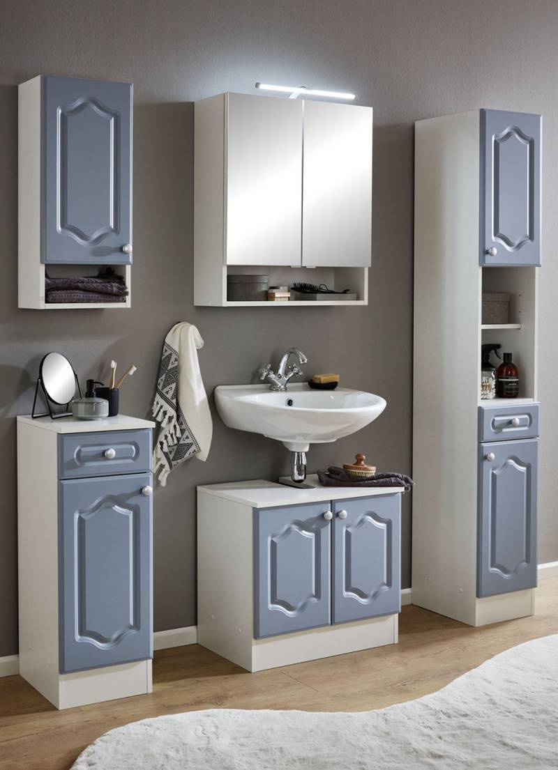 Hervorragendes Badmöbel-Programm aus deutscher Herstellung, Waschbecken-Unterschrank, Landhaus-Design, Weiss-Blau Hervorragendes Badmöbel-Programm aus deutscher Herstellung, Waschbecken-Unterschrank, Landhaus-Design, Weiss-Blau von BADER