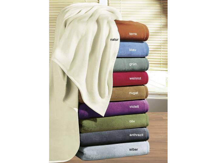 Hochwertige Schlafdecke, 2er-Set, mit Veloursband-Einfassung, Weinrot von BADER
