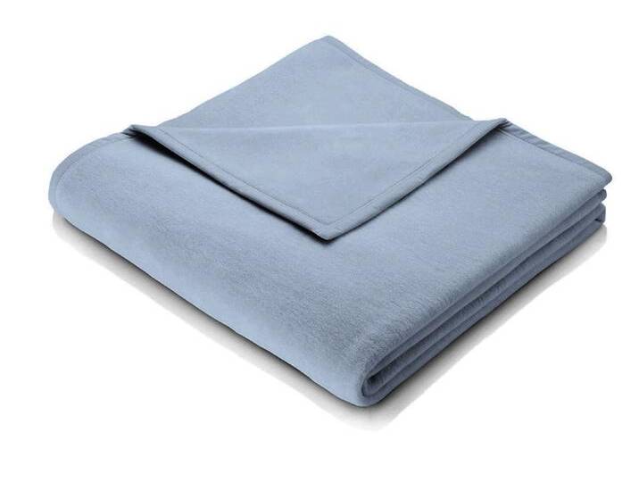 Hochwertige Schlafdecke mit Veloursband-Einfassung, Größe 295 (220x240 cm), Blau von BADER