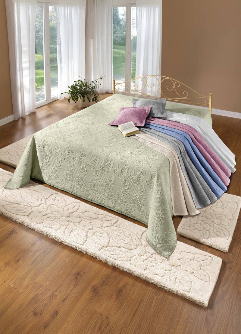 Jacquard-Tagesdecken mit Bandeinfassung, Größe 924 (Kissenbezug, 50x 50 cm), Grün von BADER