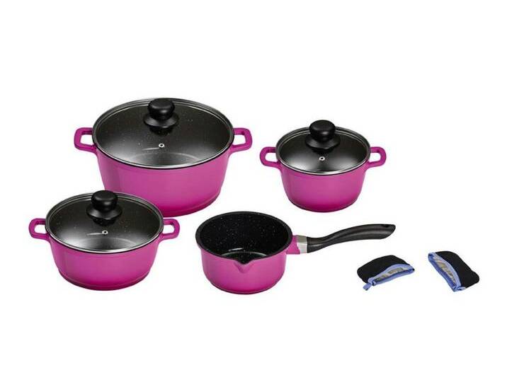 KING 9-teiliges Aluguss-Kochtopf-Set mit FUSION® keramischer Antihaftbeschichtung, Beere von BADER