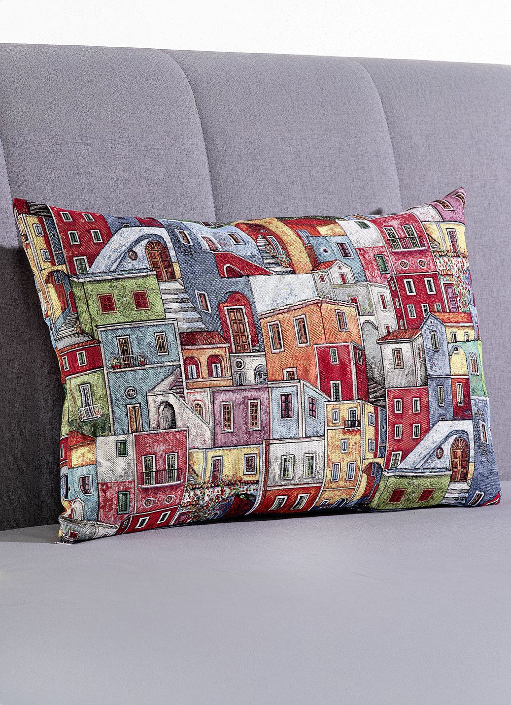 Kissenbezug mit Reißverschluss, Dessin 2: Häuser, Größe 108 (Kissenbezug, 40x60 cm) von BADER