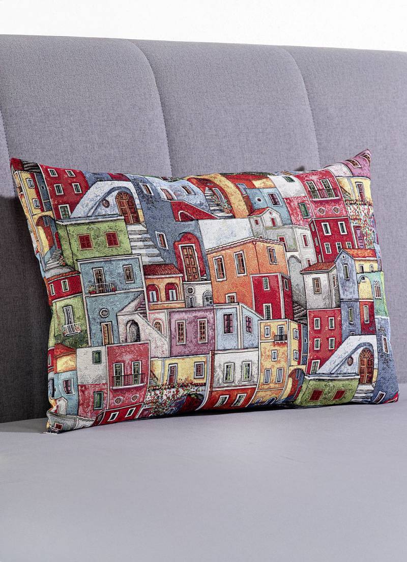 Kissenbezug mit Reißverschluss, Dessin 2: Häuser, Größe 108 (Kissenbezug, 40x60 cm) von BADER