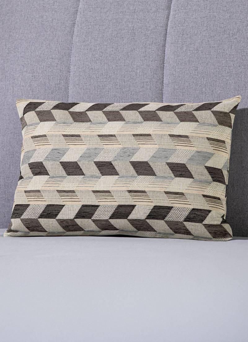 Kissenbezug mit dreidimensionalem Würfel-Dessin, Größe 108 (40x60 cm), Grau-Anthrazit von BADER