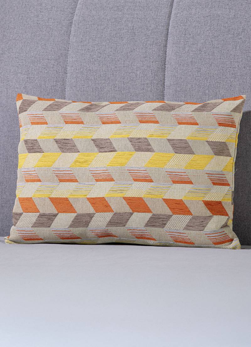 Kissenbezug mit dreidimensionalem Würfel-Dessin, Größe 108 (40x60 cm), Terra-Gelb von BADER