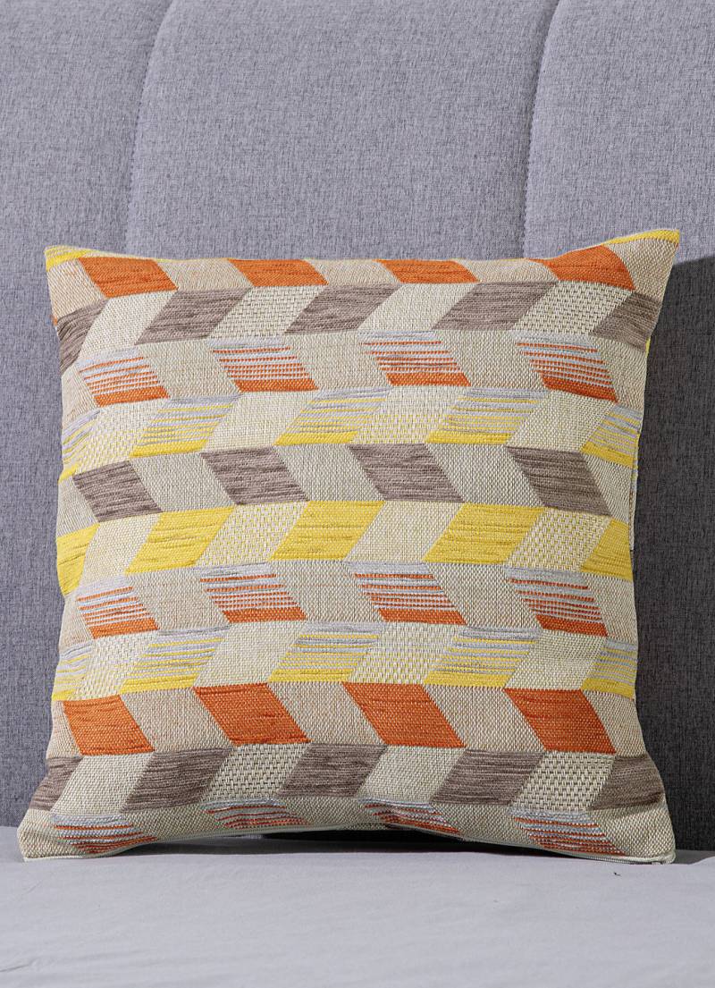 Kissenbezug mit dreidimensionalem Würfel-Dessin, Größe 110 (50x50 cm), Terra-Gelb von BADER