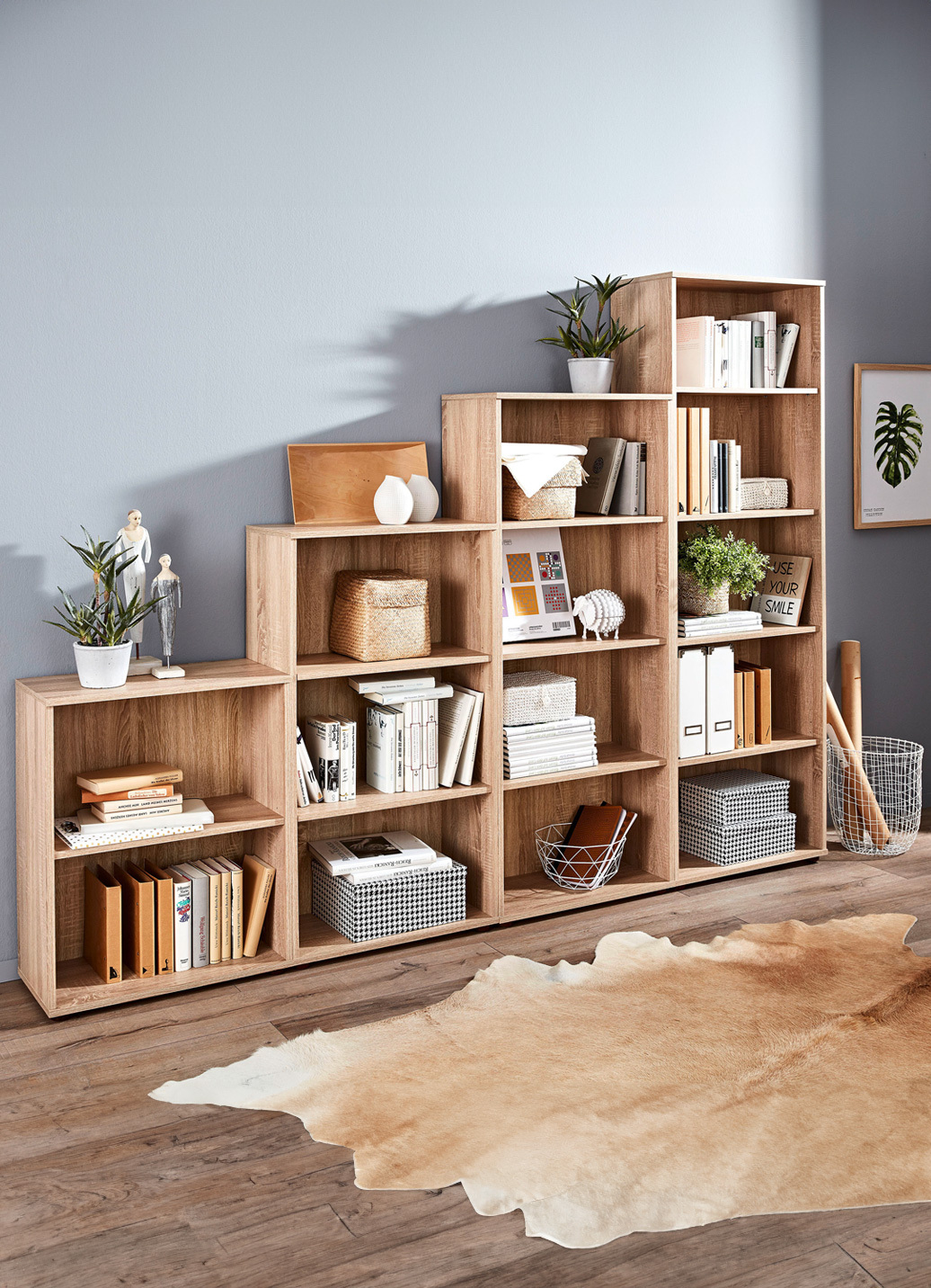 Klassische Regal-Serie mit Kunststofffüßen, Regal, 4 Fächer, Eiche Sonoma Klassische Regal-Serie mit Kunststofffüßen, Regal, 4 Fächer, Eiche Sonoma von BADER
