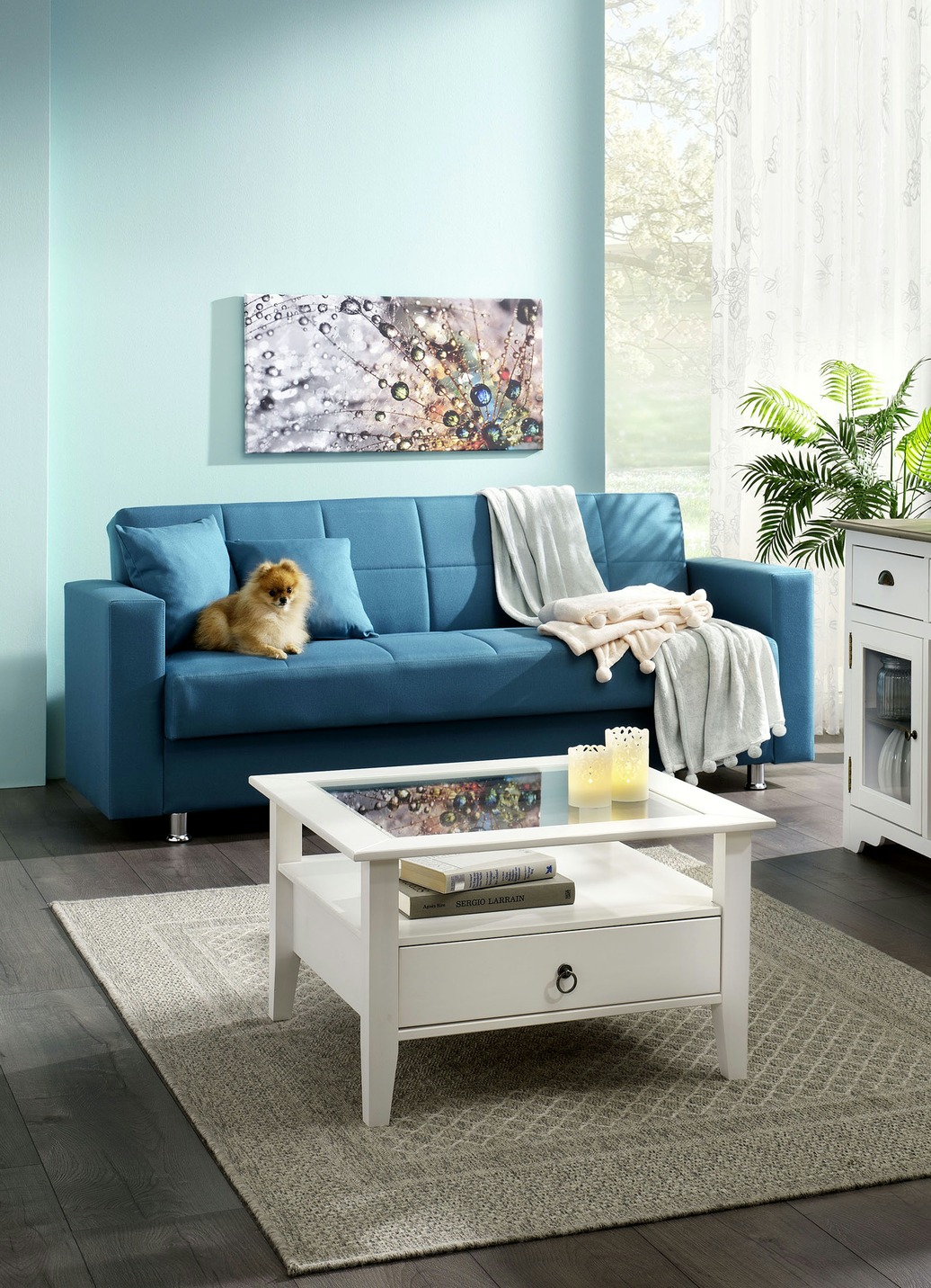 Klick-Klack-Sofa mit Dekokissen, Blau von BADER