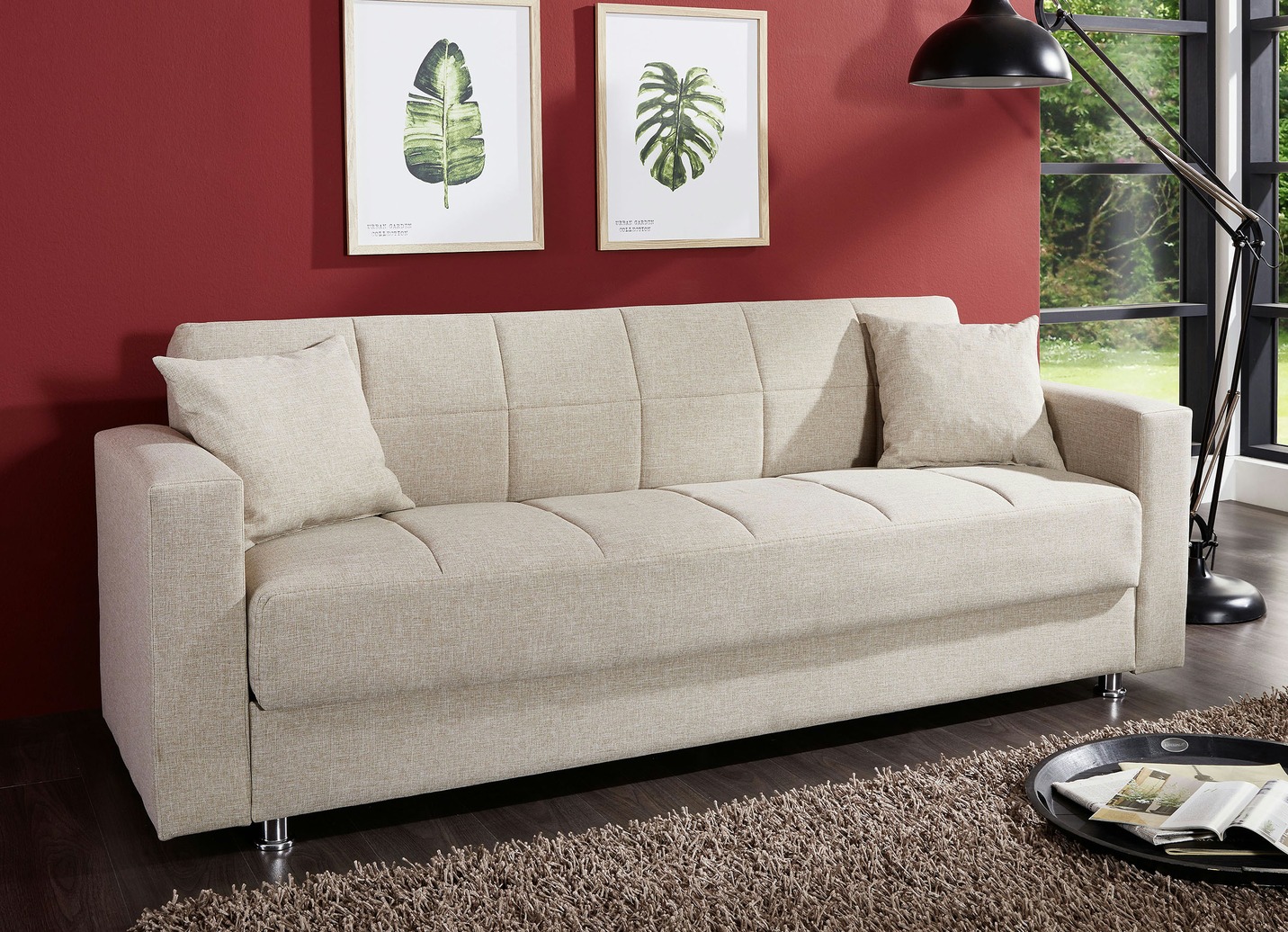 Klick-Klack-Sofa mit Dekokissen, Beige von BADER