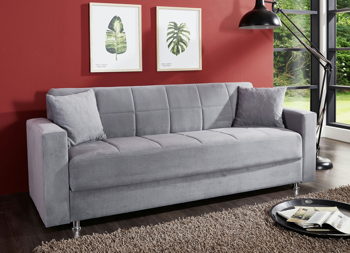 Klick-Klack-Sofa mit Dekokissen, Grau von BADER