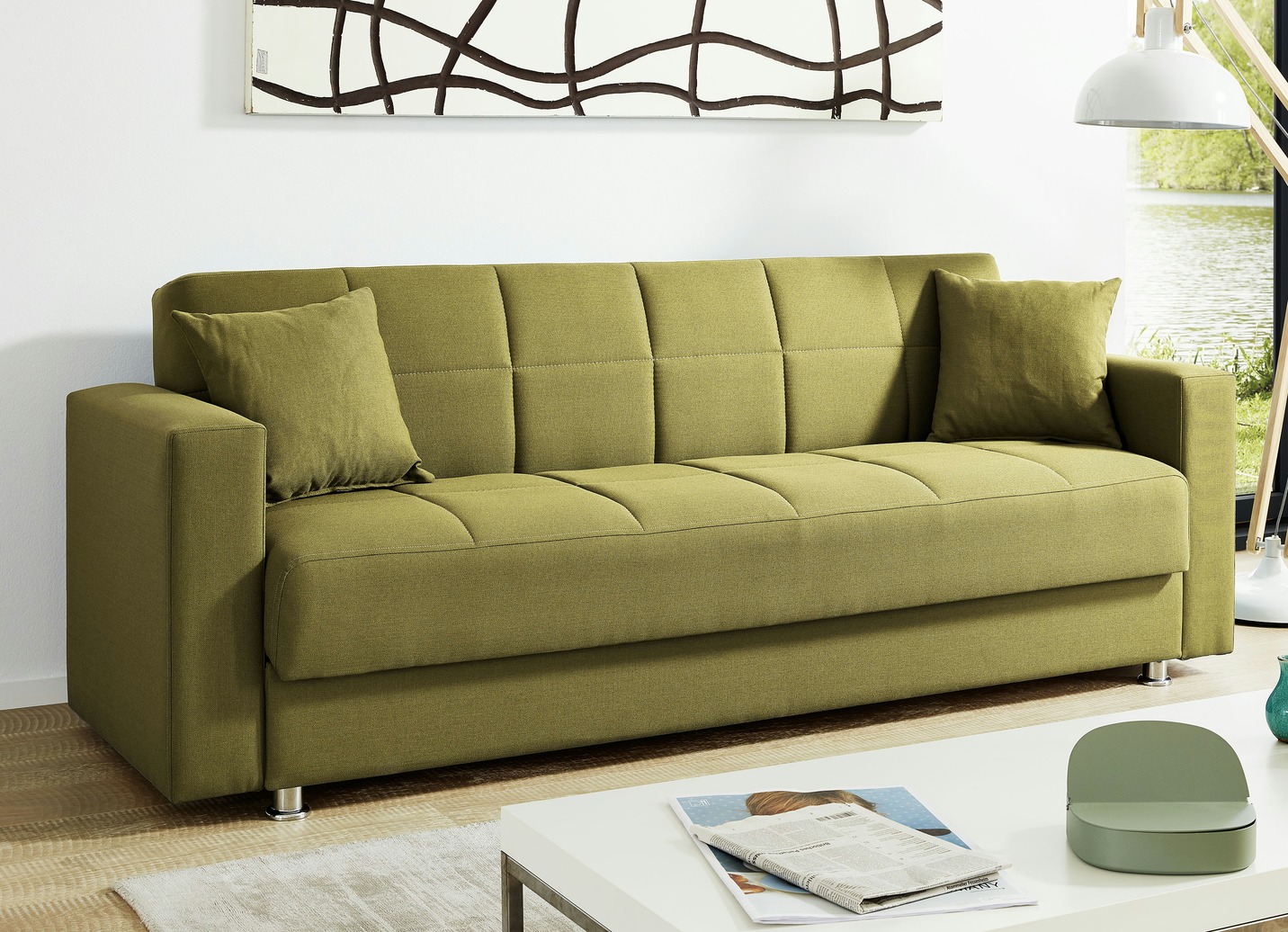 Klick-Klack-Sofa mit Dekokissen, Grün von BADER