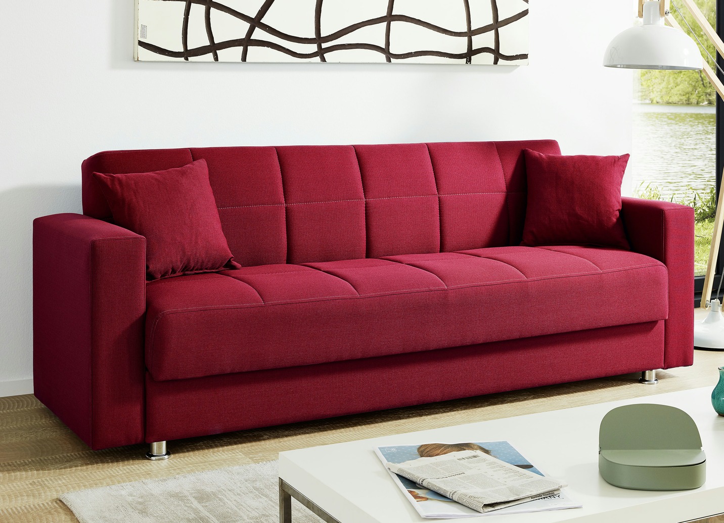 Klick-Klack-Sofa mit Dekokissen, Rot von BADER