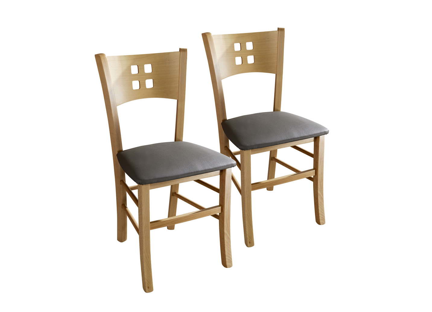 Kombistarke Stühle, Set 2er, Buche-Grau von BADER