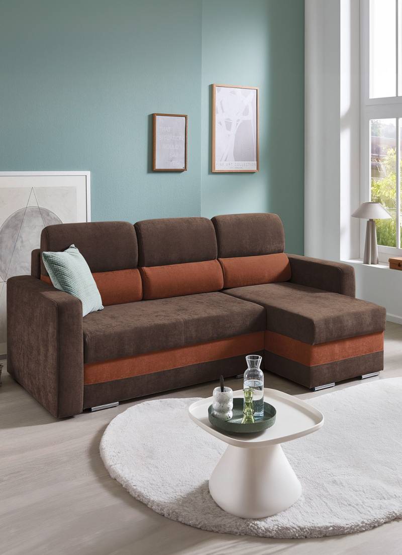 Komfortable Polsterecke mit Bettfunktion, Braun-Terra Komfortable Polsterecke mit Bettfunktion, Braun-Terra von BADER
