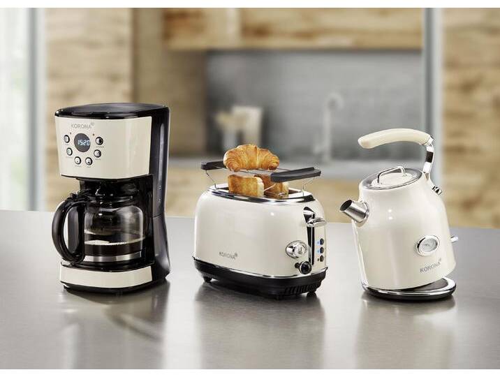 Korona Frühstücksserie im Retro-Design, Wasserkocher, Creme von BADER