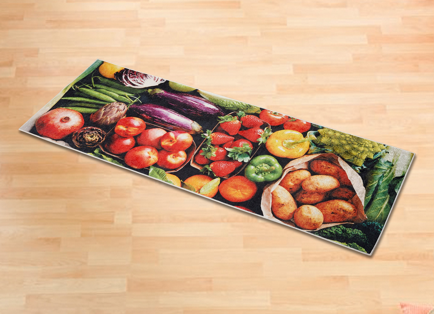 Küchenäufer und -teppich, rutschhemmende Latex-Rückseite, Größe 142 (Küchenläufer, 65x180 cm), Multicolor von BADER
