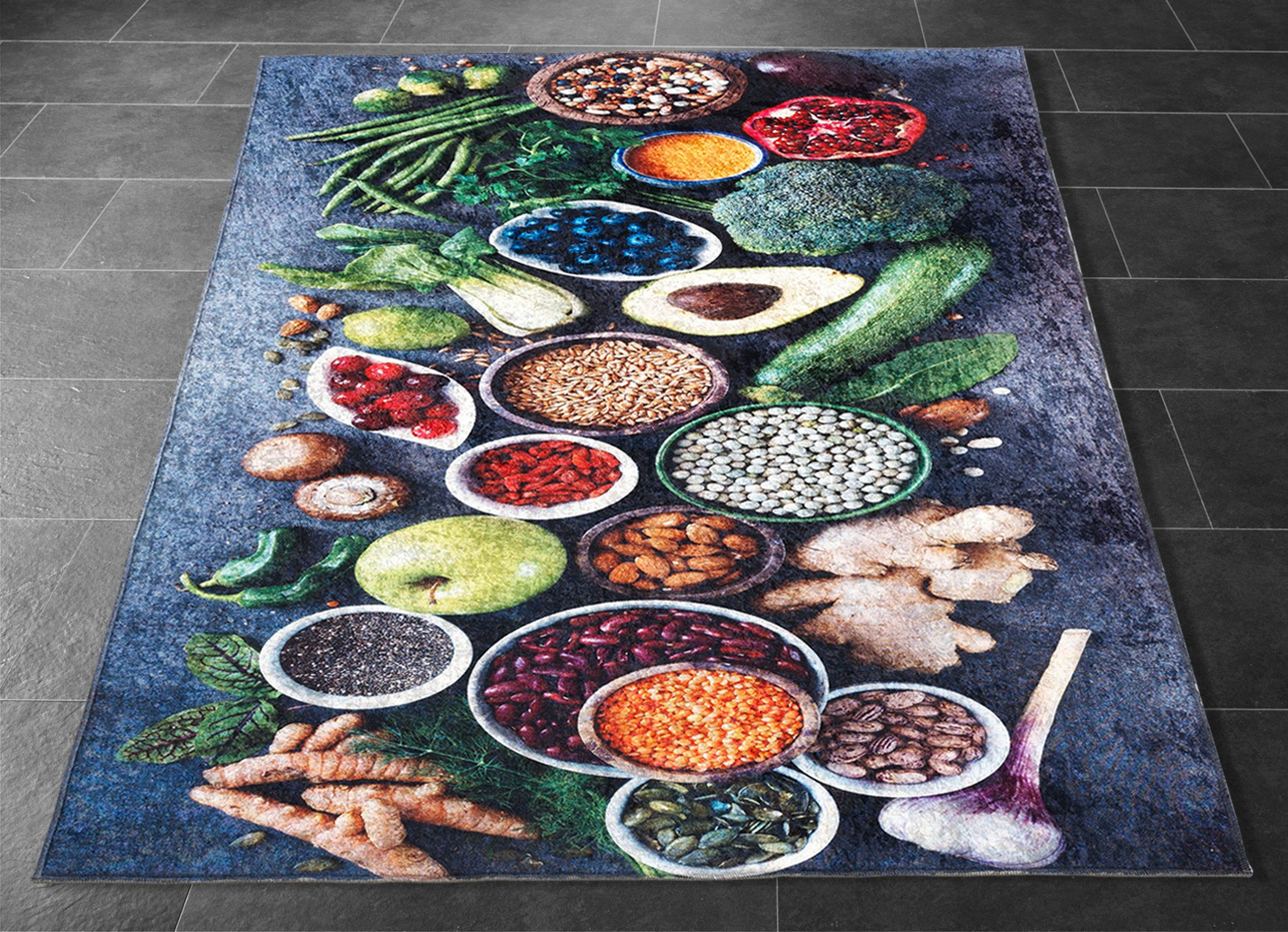 Küchenläufer und -teppiche mit rutschhemmender Rückseite, Größe 252 (Küchenteppich, 170x200 cm), Multicolor von BADER