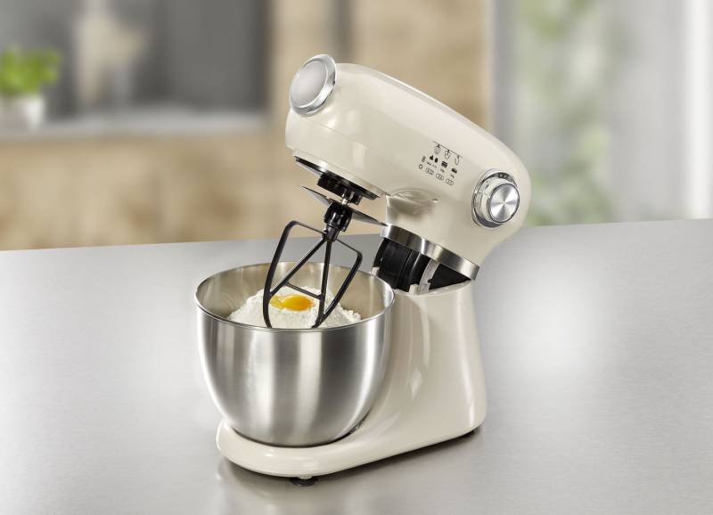 Küchenmaschine im Vintage-Design inkl. Silikon-Backmatte, Creme Küchenmaschine im Vintage-Design inkl. Silikon-Backmatte, Creme von BADER