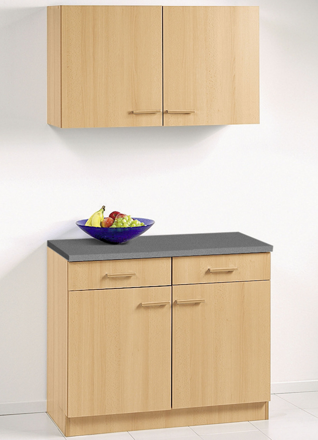 Küchenmöbel mit melaminharzbeschichteter Oberfläche, Unterschrank, 2-türig, Breite 100 cm, Tiefe 60 cm, Buche von BADER