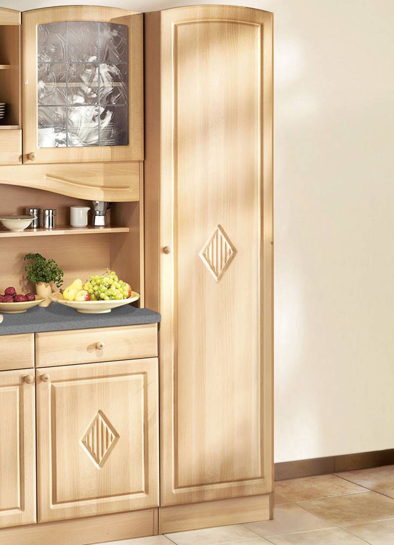 Küchenprogramm mit profilierter Front, Seitenschrank, Buche von BADER