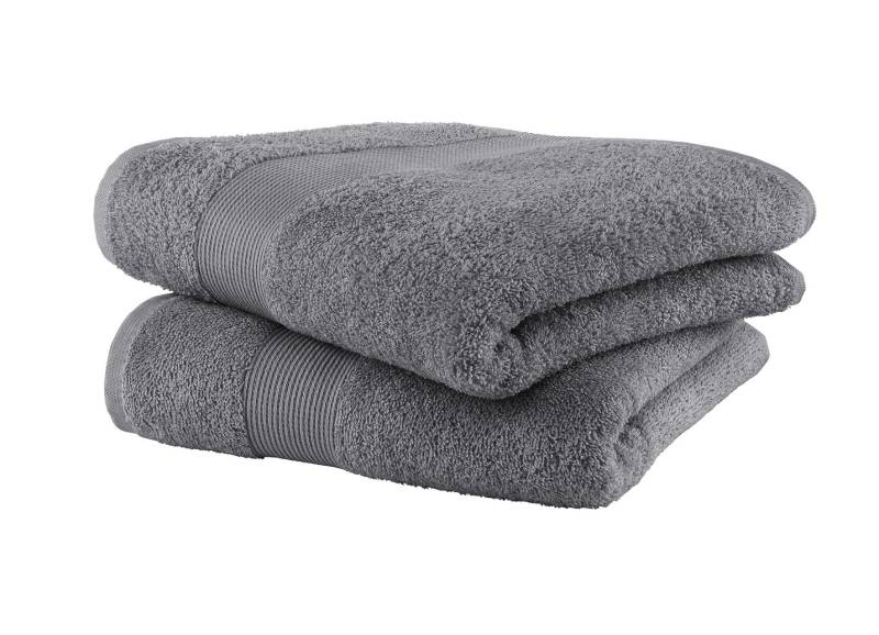 Kuschelige Frottier-Serie mit Bordüre, Größe 210 (10-teiliges Sparset), Anthrazit von BADER