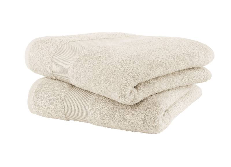 Kuschelige Frottier-Serie mit Bordüre, Größe 210 (10-teiliges Sparset), Beige von BADER