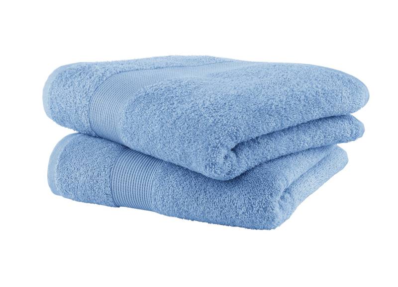 Kuschelige Frottier-Serie mit Bordüre, Größe 210 (10-teiliges Sparset), Blau von BADER