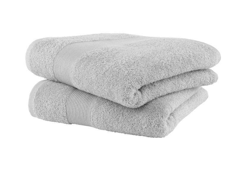 Kuschelige Frottier-Serie mit Bordüre, Größe 210 (10-teiliges Sparset), Silber von BADER