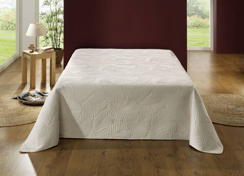Kuschelige Tagesdecke, Größe 873 (für Einzelbett, 140x210 cm), Creme von BADER