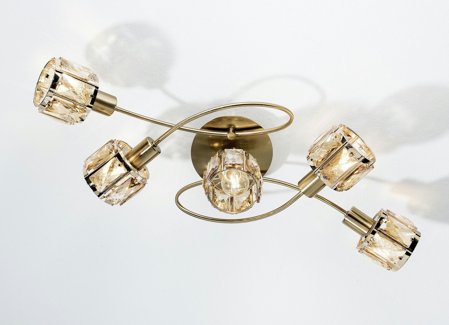 LED-Deckenleuchte aus Metall, 5-flammig, Gold von BADER