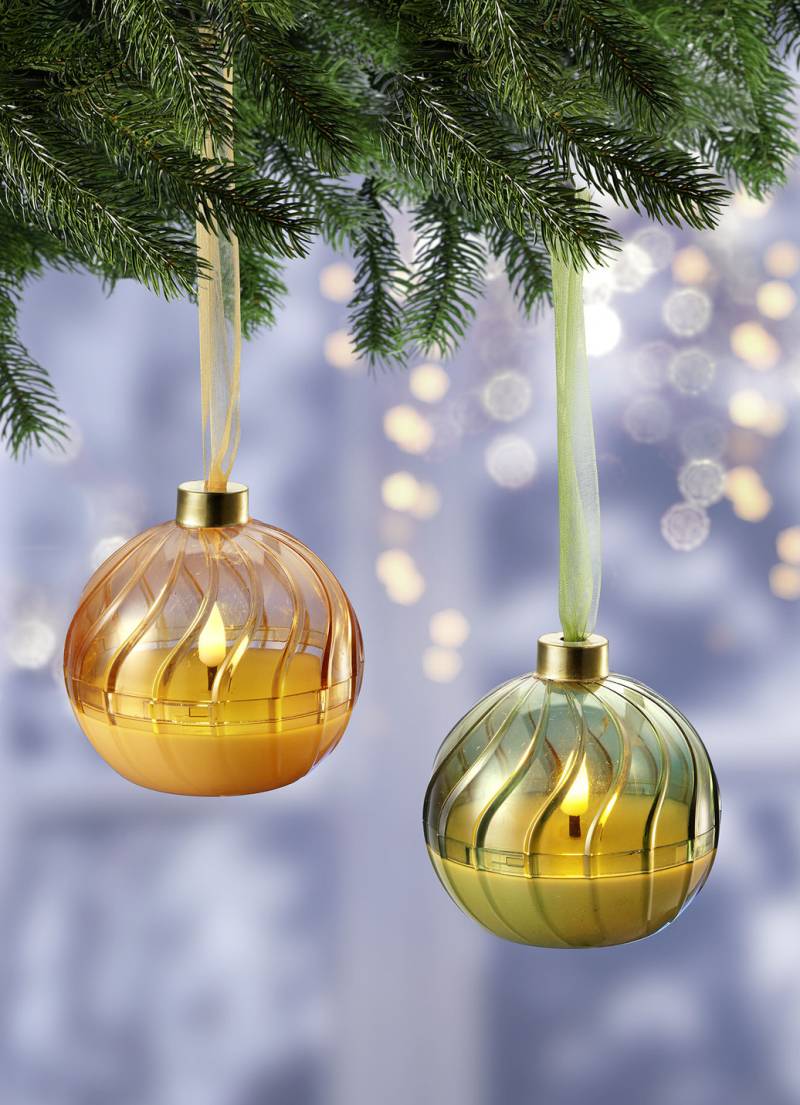 LED-Kerze mit Flackereffekt, 2er-Set, Gold-Grün LED-Kerze mit Flackereffekt, 2er-Set, Gold-Grün von BADER