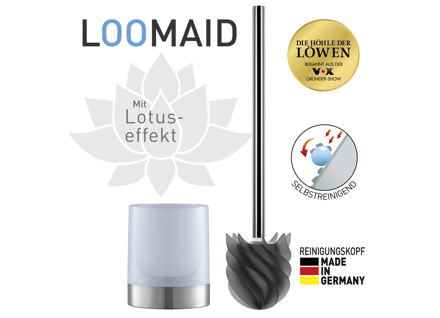 LOOMAID Silikon-WC-Bürste, Grau-Silber von BADER