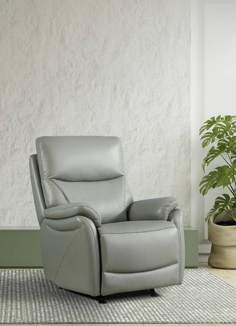Leder-TV-Sessel mit XXL-Sitzkomfort und Aufstehhilfe, Grau von BADER