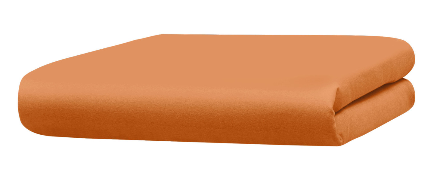 Mako-Feinjersey-Spannbetttücher und Kissenbezüge aus 100% Baumwolle, Größe 138 (1 Spannbetttuch, 180–200/200 cm), Mandarine von BADER