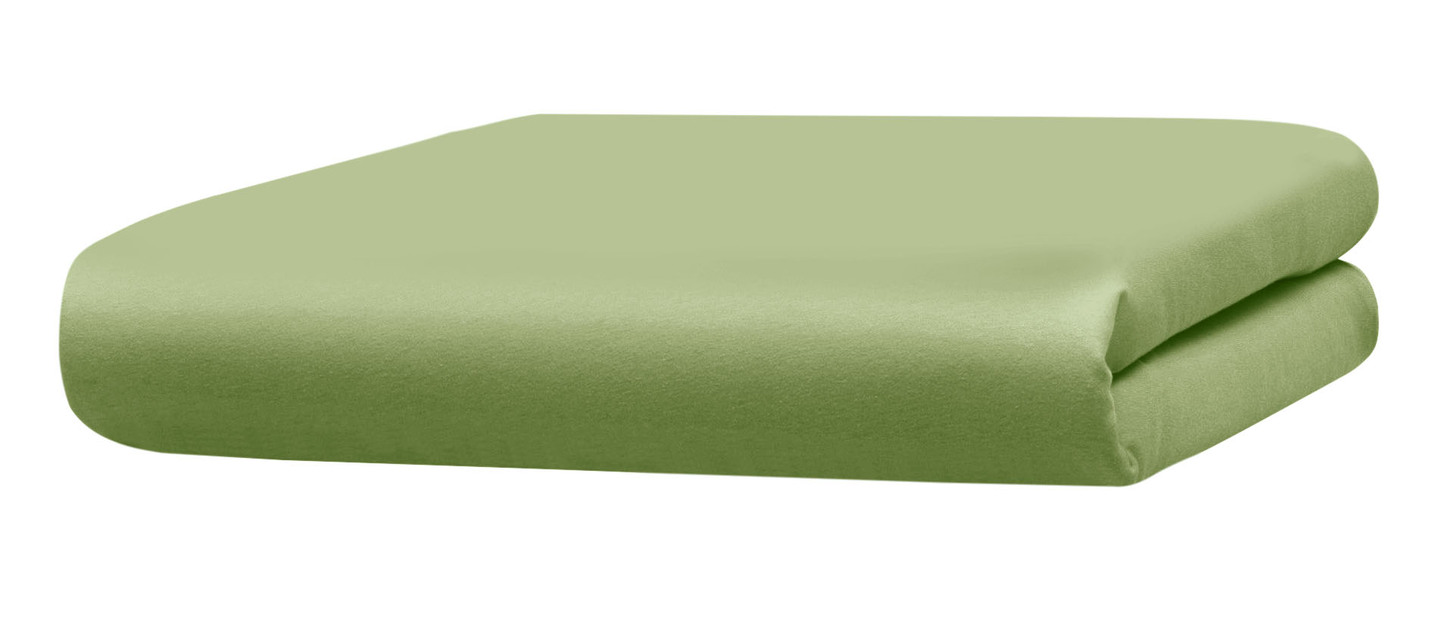 Mako-Feinjersey-Spannbetttücher und Kissenbezüge aus 100% Baumwolle, Größe 138 (1 Spannbetttuch, 180–200/200 cm), Oliv von BADER