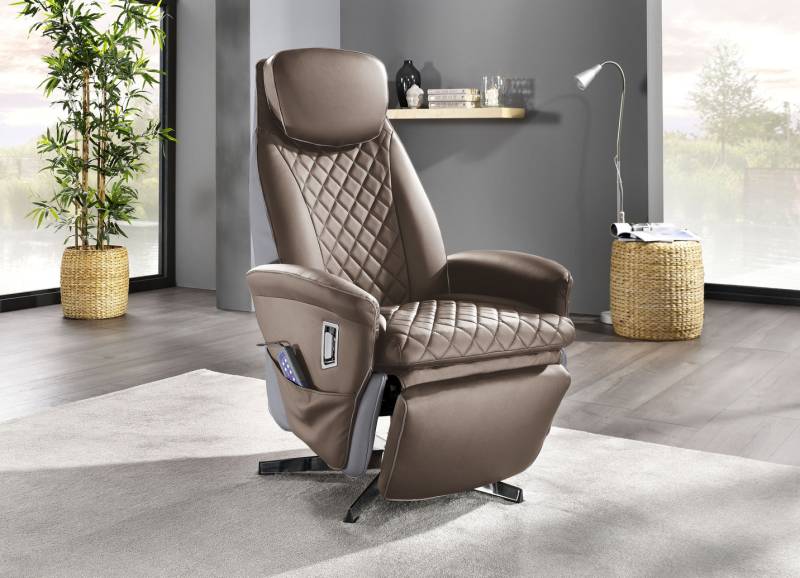 Massagesessel mit Wärmefunktion, Braun-Grau von BADER