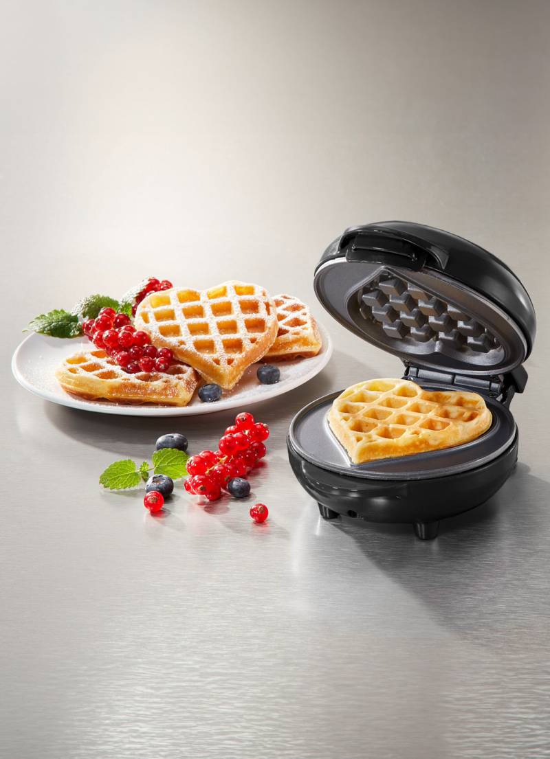 Mini-Herz-Waffeleisen mit Antihaftbeschichtung, Schwarz von BADER