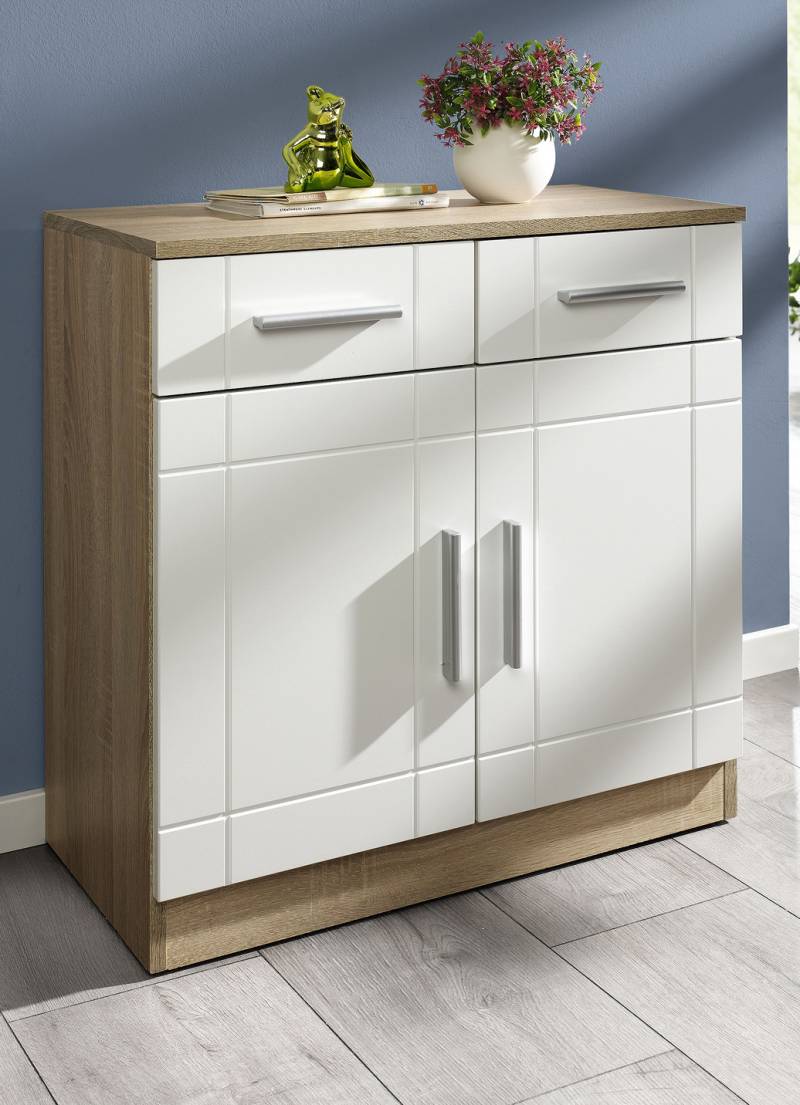 Moderne Kommode mit matten Tiefzieh-Fronten, Kommode, 2-türig, Weiss Eiche Sonoma Moderne Kommode mit matten Tiefzieh-Fronten, Kommode, 2-türig, Weiss Eiche Sonoma von BADER