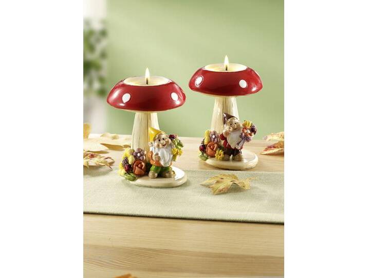 Originell gestaltete Teelichthalter, 2er-Set, Rot-Beige Originell gestaltete Teelichthalter, 2er-Set, Rot-Beige von BADER