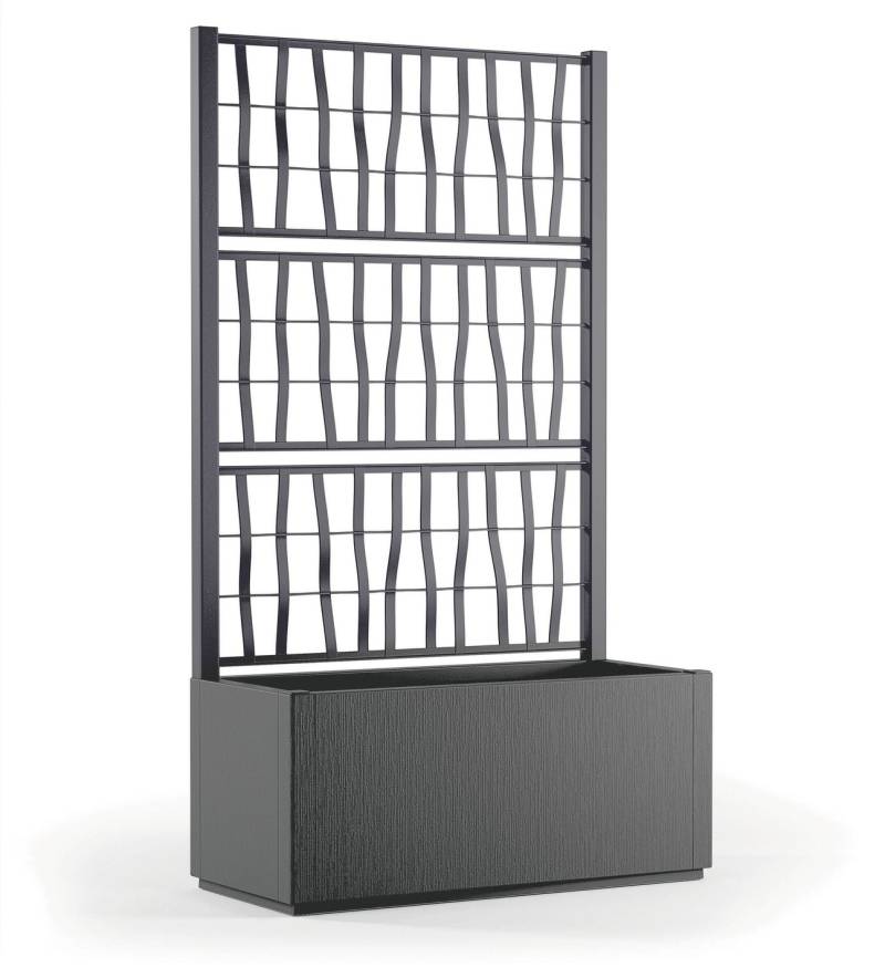 Pflanzkasten aus recyceltem Polypropylen, Mit Spalier, breit, Grafit Pflanzkasten aus recyceltem Polypropylen, Mit Spalier, breit, Grafit von BADER