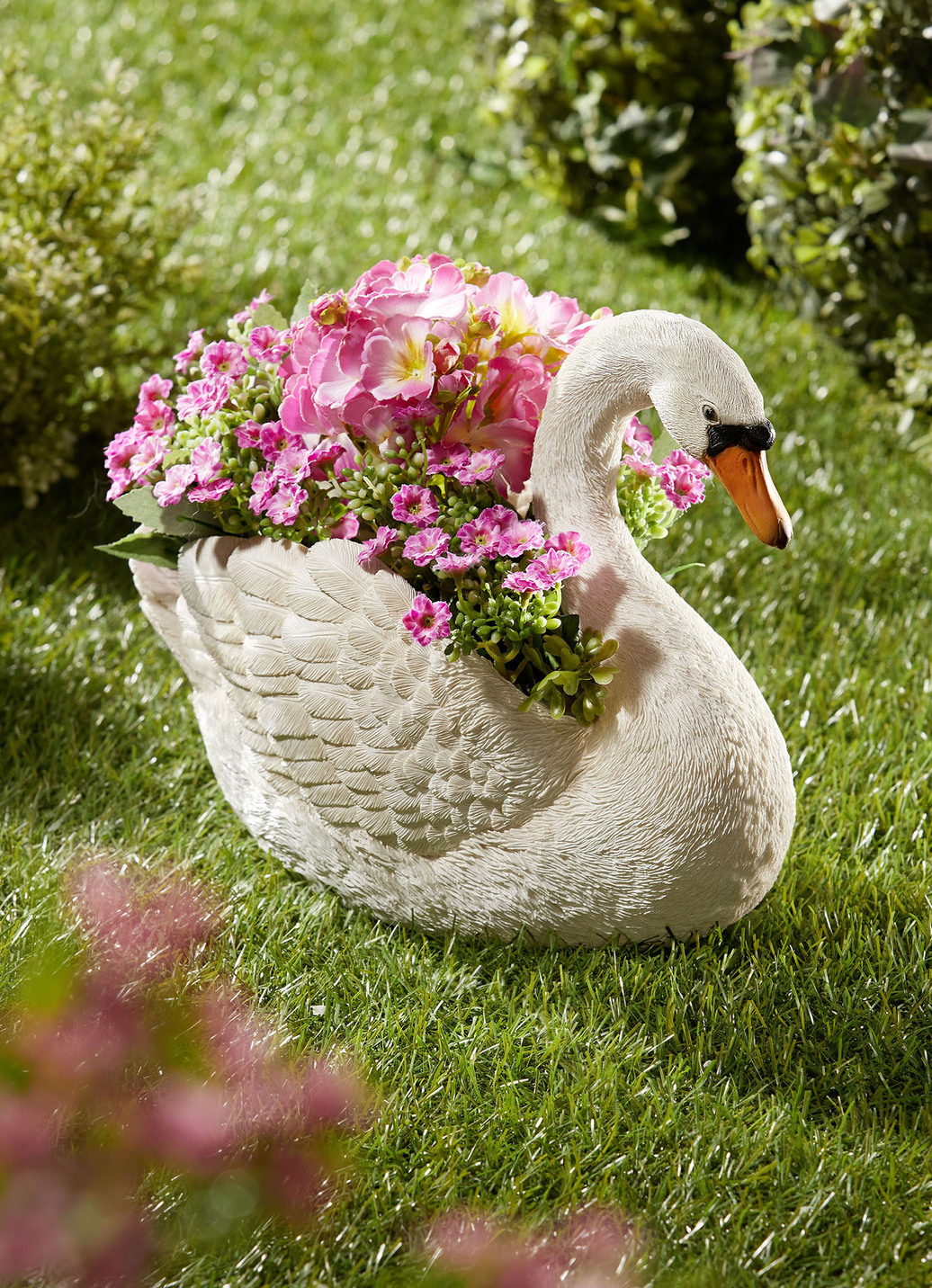 Pflanztopf Schwan aus witterungsbeständigem Polyresin, Weiss von BADER