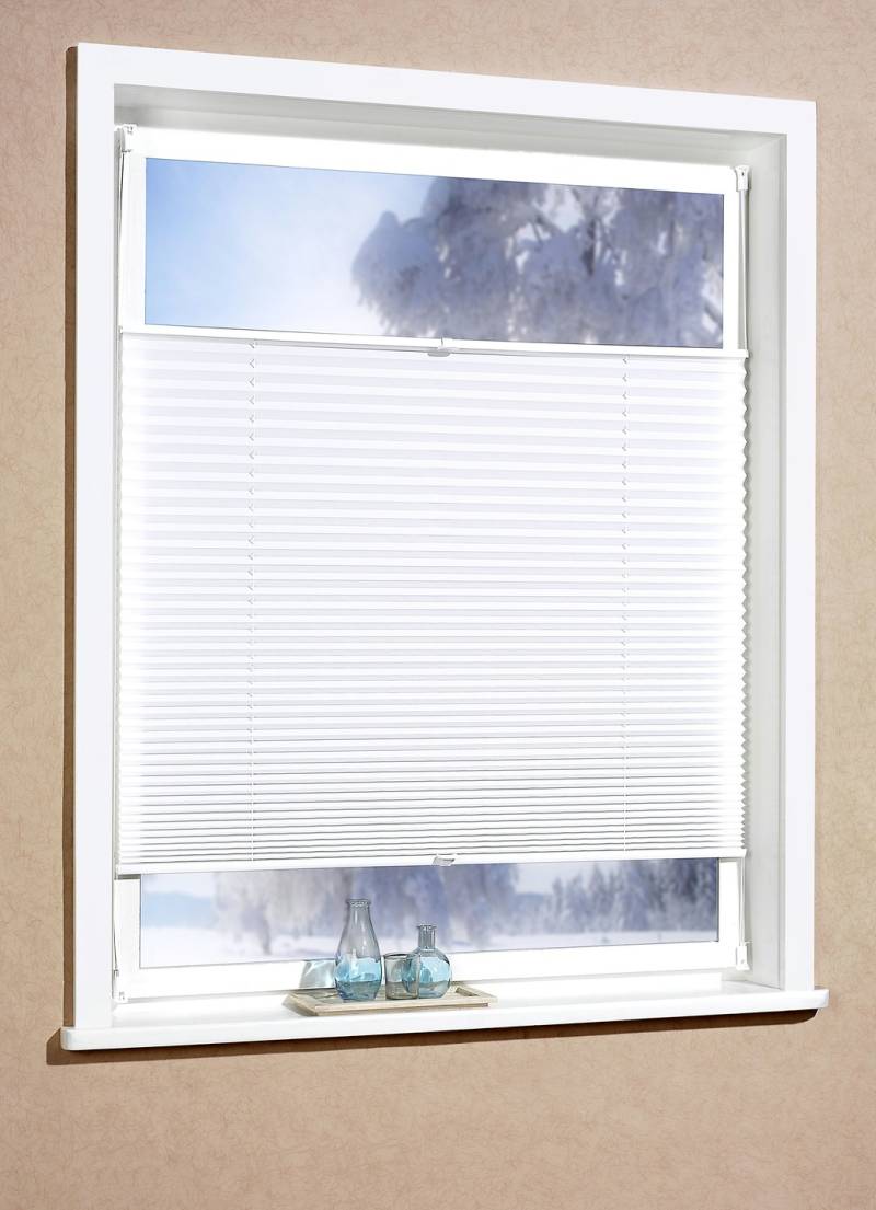 Plissee-Rollos für Montage am Fensterrahmen ohne Bohren, Größe 827 (H130xB 50 cm), Weiss von BADER
