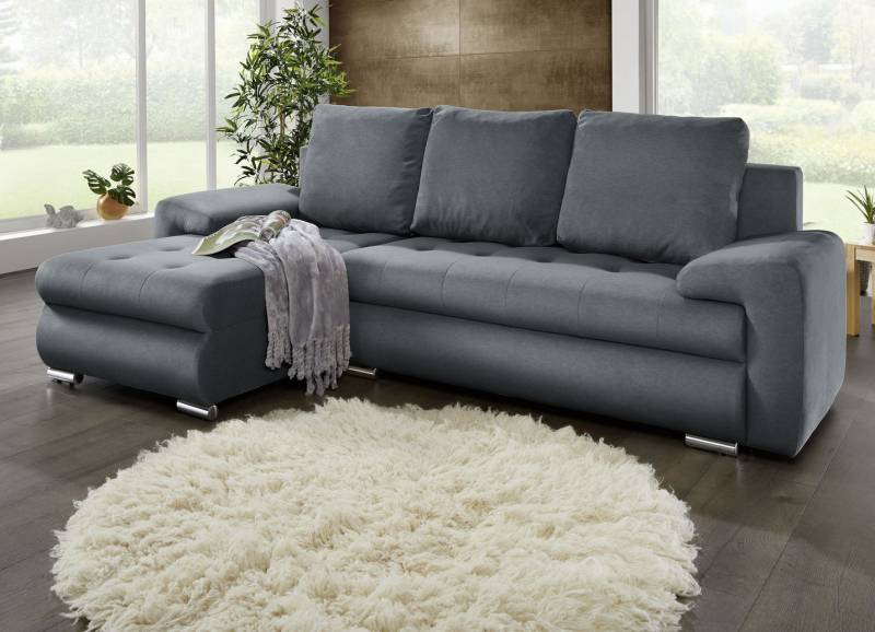Polsterecke mit Bettfunktion und Bettkasten, Maße 150x237 cm, Anthrazit von BADER