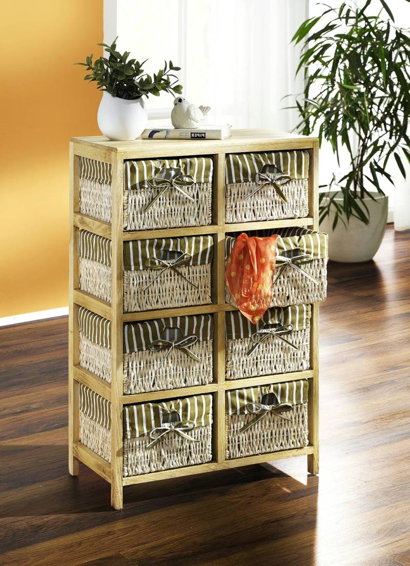 Regal mit sichtbarer Holzstruktur, Regal mit 8 Körben, Natur Regal mit sichtbarer Holzstruktur, Regal mit 8 Körben, Natur von BADER