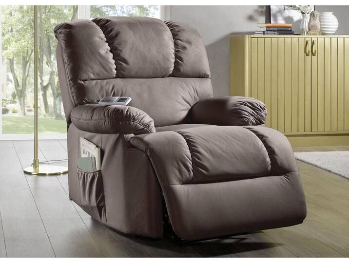 Relaxsessel mit komfortabler Kippfunktion, Massagesessel mit Heizfunktion und Aufstehhilfe, Braun von BADER