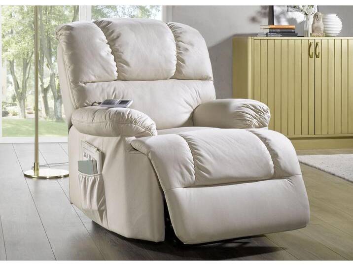 Relaxsessel mit komfortabler Kippfunktion, Massagesessel mit Heizfunktion und Aufstehhilfe, Creme von BADER