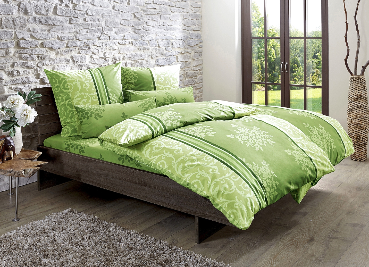Renforcé Bettwäsche aus 100% Baumwolle, Größe 111 (40/80 cm + 135/200 cm), Grün von BADER