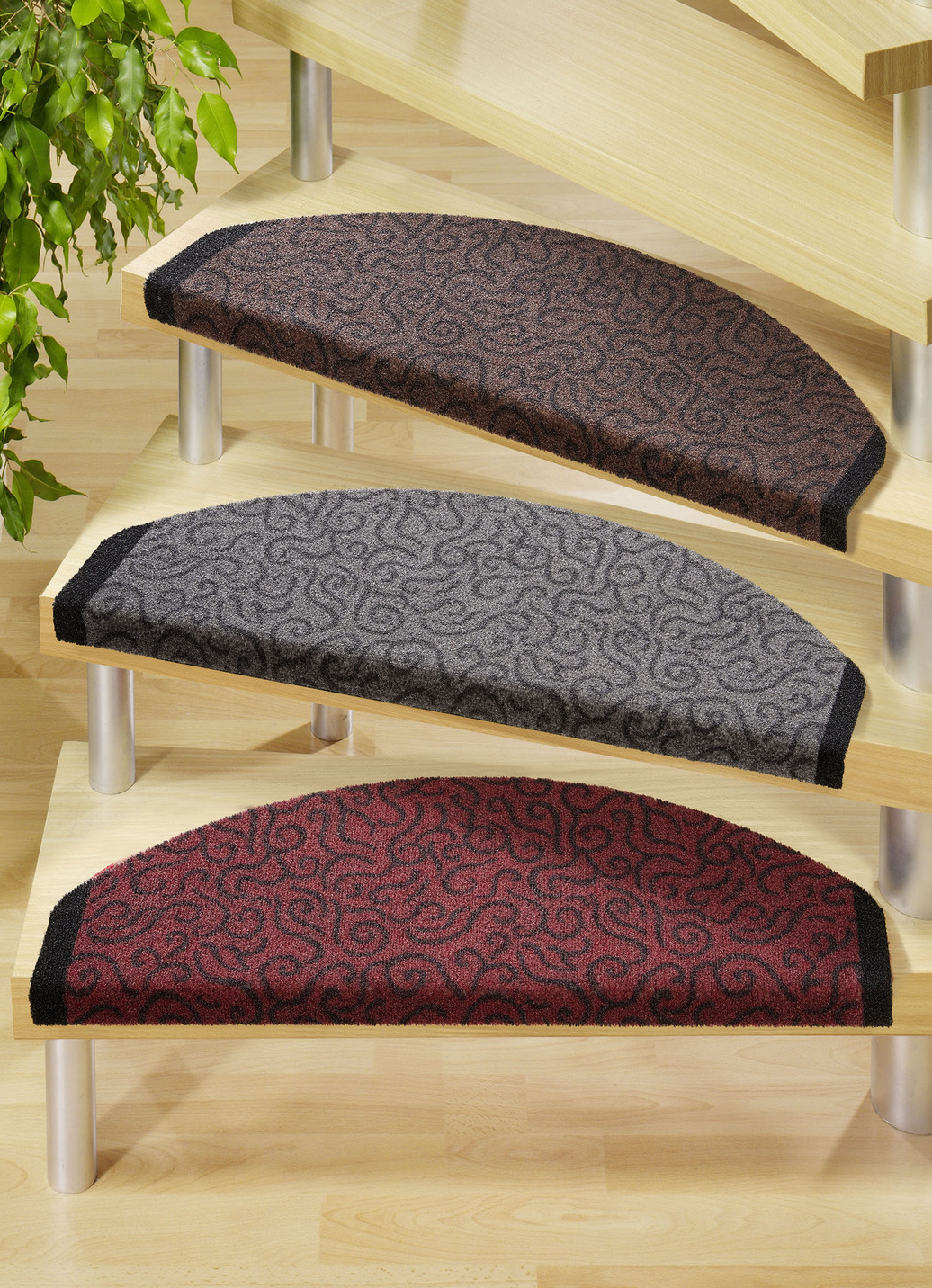 Robuste Stufenmatten mit bedrucktem Rand, Größe 151 (Stufenmatten, 2er-Pack), Rot von BADER