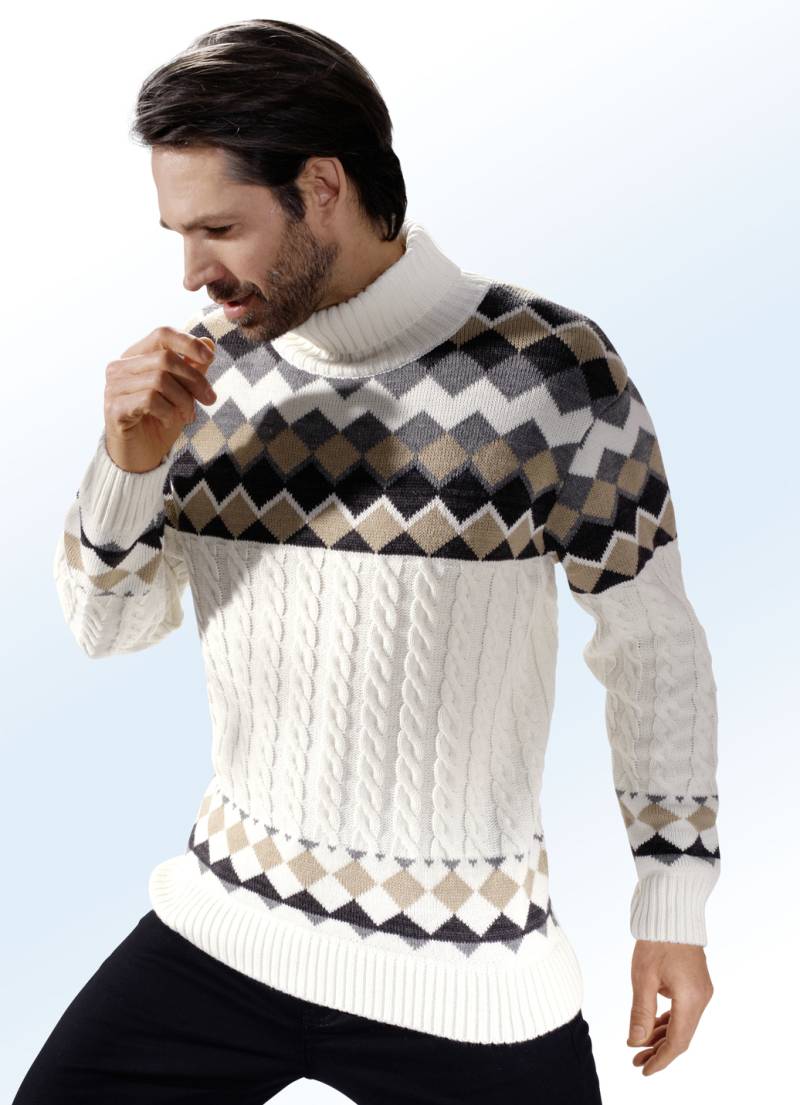 Rollkragenpullover mit Farb- und Mustermix, Natur-Grau, Größe 60 Rollkragenpullover mit Farb- und Mustermix, Natur-Grau, Größe 60 von BADER