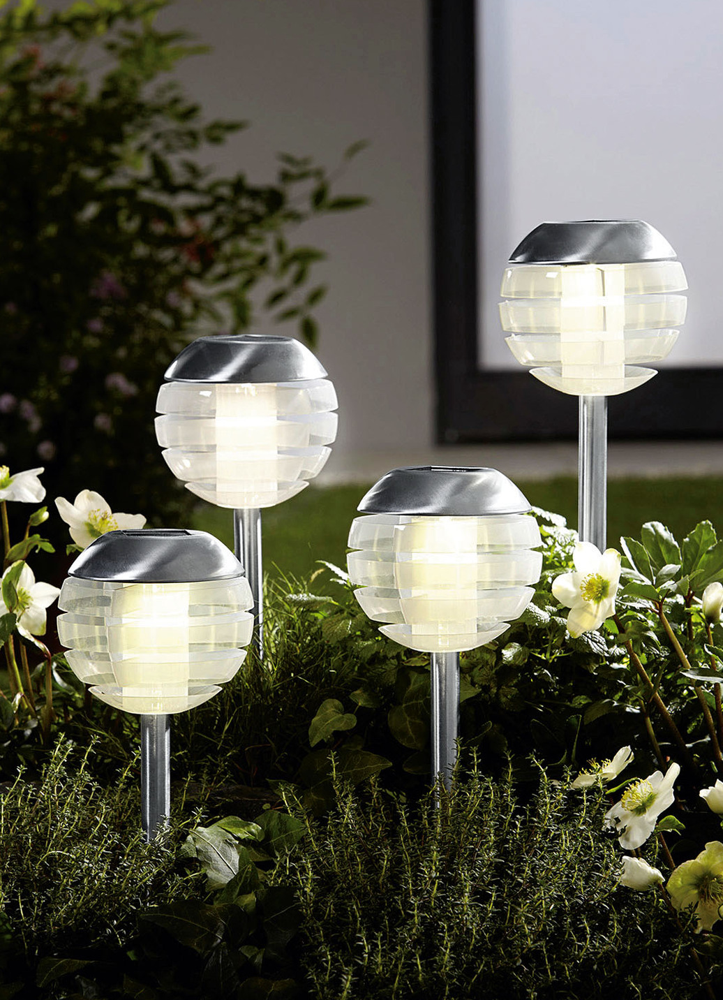 Solarleuchte mit Softone-LED, 4er-Set, Edelstahl von BADER